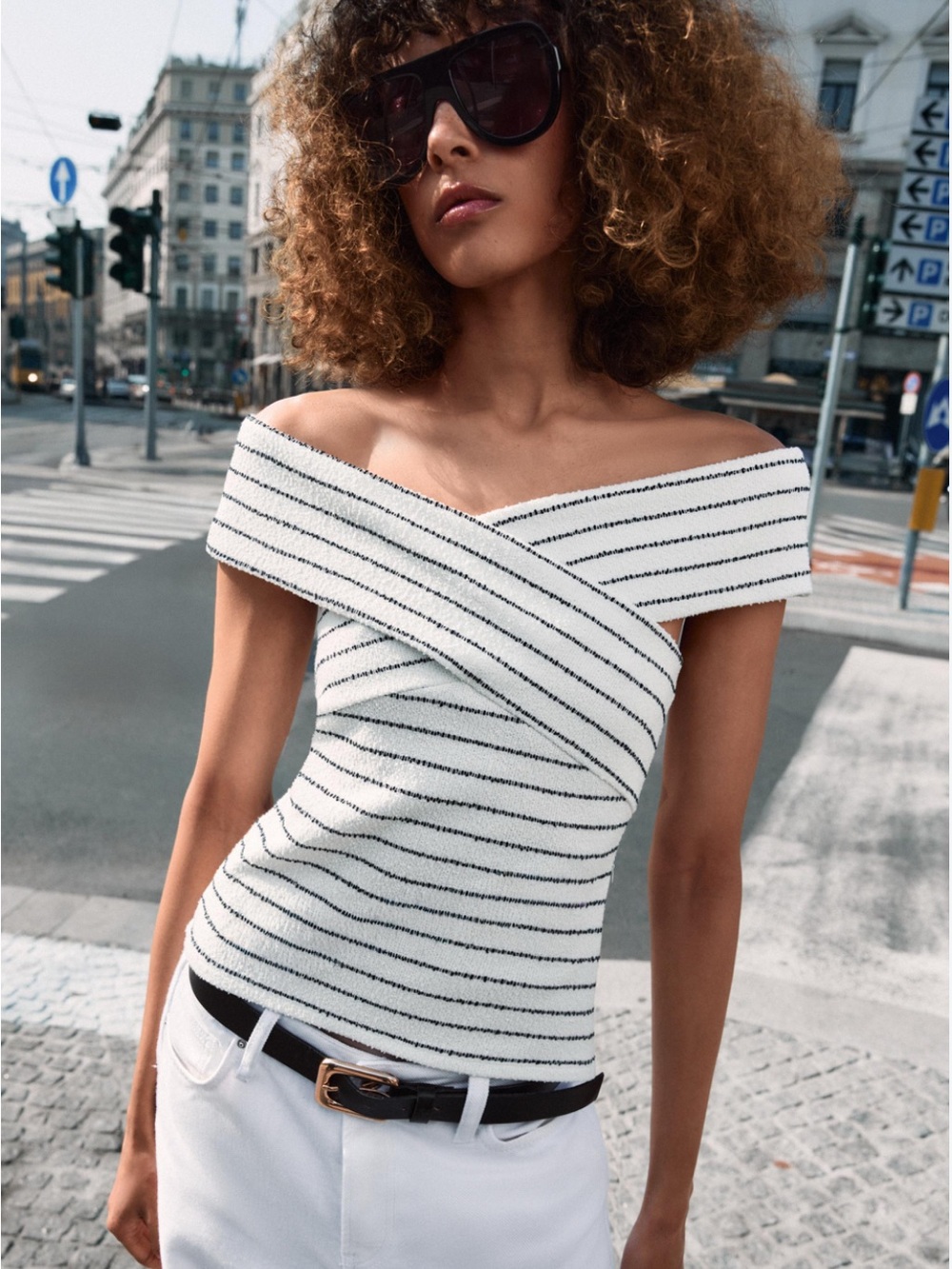 ZARA Bouncle Wrap Top